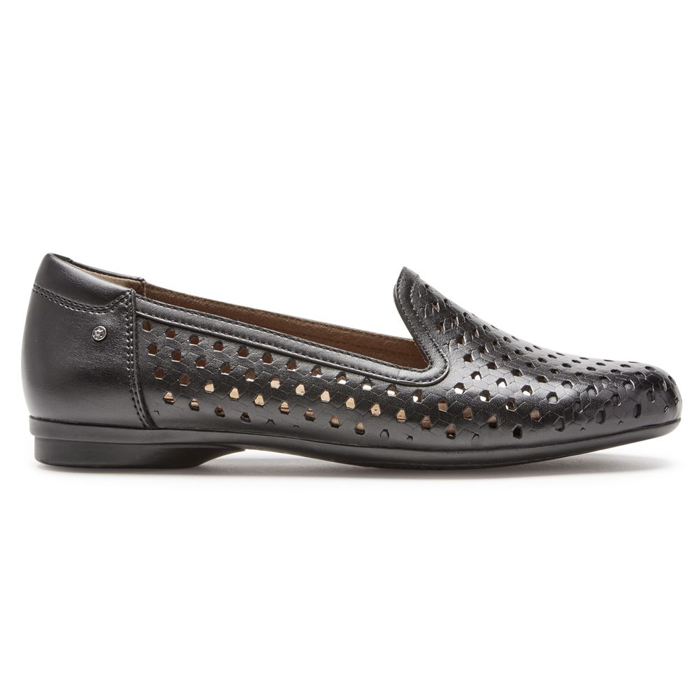 Rockport Cobb Hill Maiika Woven Slip-On - Womens Flats - Black - NZ (BCY-598760)